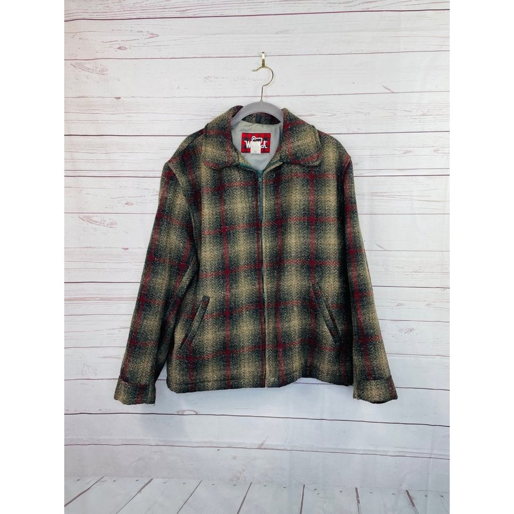 VTG Woolrich Wool Plaid Full Zip Jacket Womens Large